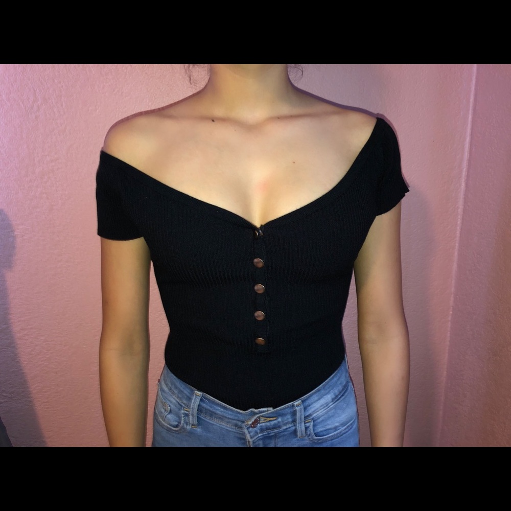 Black button bodysuit